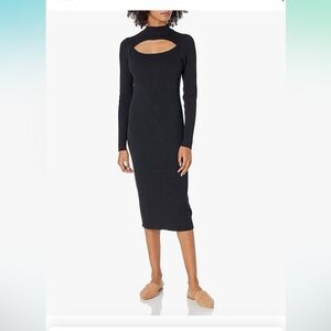 The Drop Women's Chantal Midi Bodycon Fitted Cutout Rib Dress